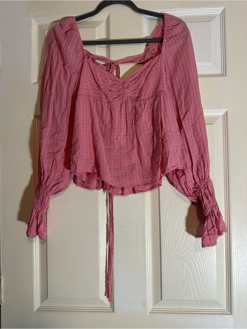 4SI3NNA Dusty Rose Peasant Blouse with Tie-Back